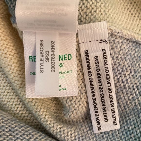 J Crew (2023) Cotton Crew Neck L/S Ombré Stripe Cream Green Blue CreamSweater XS - Picture 8 of 8